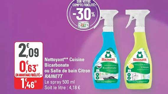 Nettoyant** Cuisine Bicarbonate ou Salle de bain Citron RAINETT