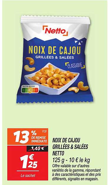 NOIX DE CAJOU GRILLÉES & SALÉES NETTO