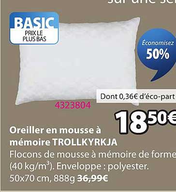 Oreiller en mousse à mémoire TROLLKYRKJA