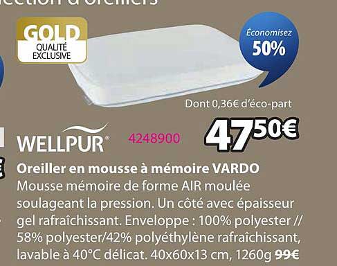 Oreiller en mousse à mémoire VARDO