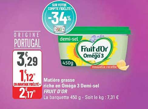 ORIGINE PORTUGAL demi-sel Fruit d'Or Oméga 3