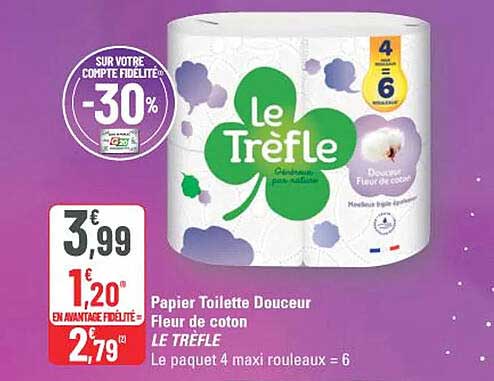 Papier Toilette Douceur Fleur de coton LE TREFLE