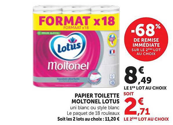 PAPIER TOILETTE MOLTONEL LOTUS
