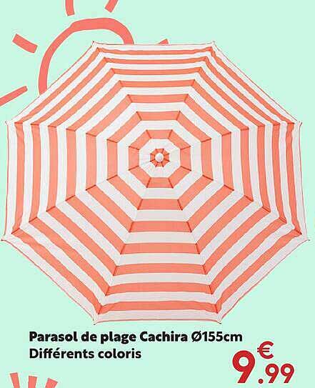 Parasol de plage Cachira Ø155cm Différents coloris