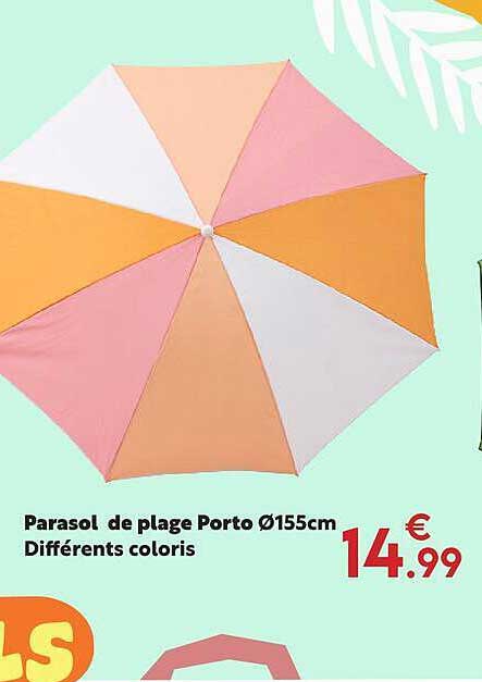 Parasol de plage Porto Ø155cm Différents coloris