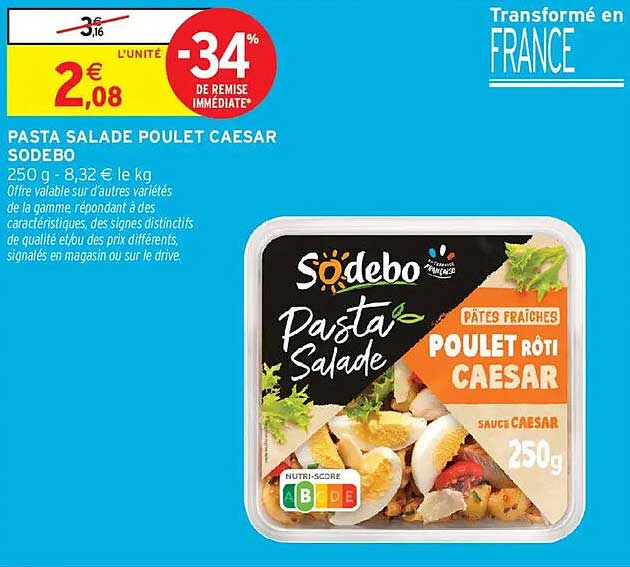 PASTA SALADE POULET CAESAR SODEBO