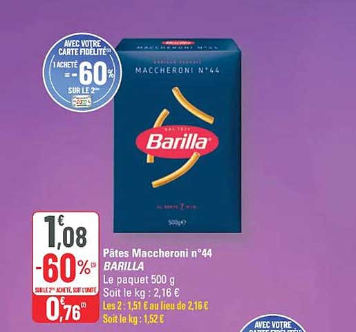 Pâtes Maccheroni n°44 BARILLA