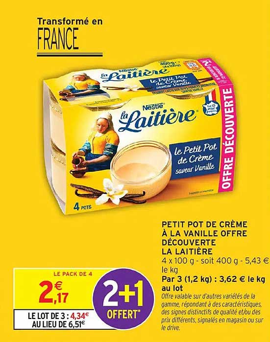 PETIT POT DE CRÈME À LA VANILLE OFFRE DÉCOUVERTE LA LAITIÈRE