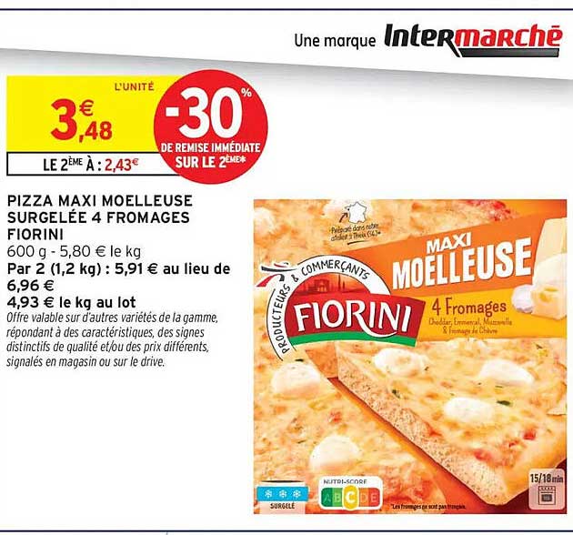 PIZZA MAXI MOELLEUSE SURGELÉE 4 FROMAGES FIORINI