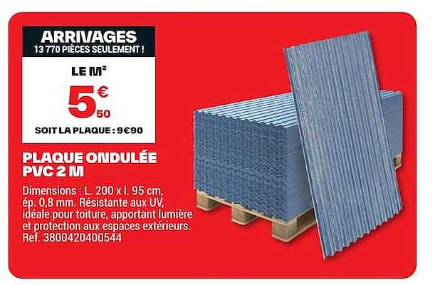 PLAQUE ONDULÉE PVC 2 M