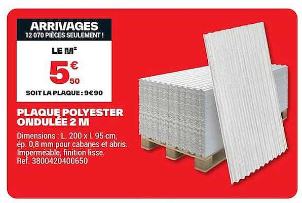 PLAQUE POLYESTER ONDULÉE 2 M