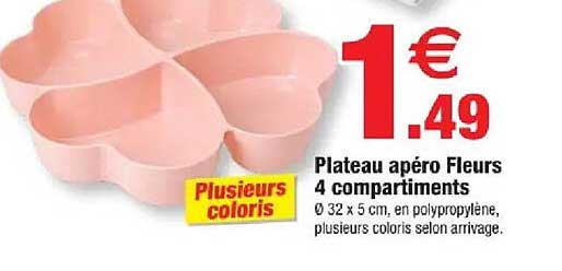 Plateau apéro Fleurs 4 compartiments