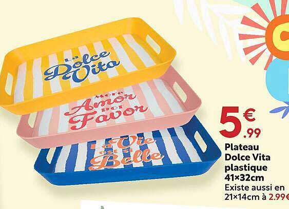 Plateau Dolce Vita plastique 41×32cm