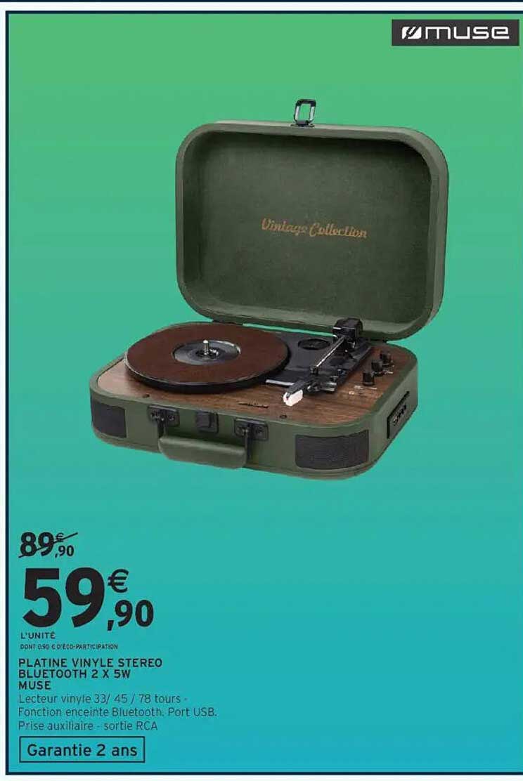 PLATINE VINYLE STEREO BLUETOOTH 2 X 5W MUSE