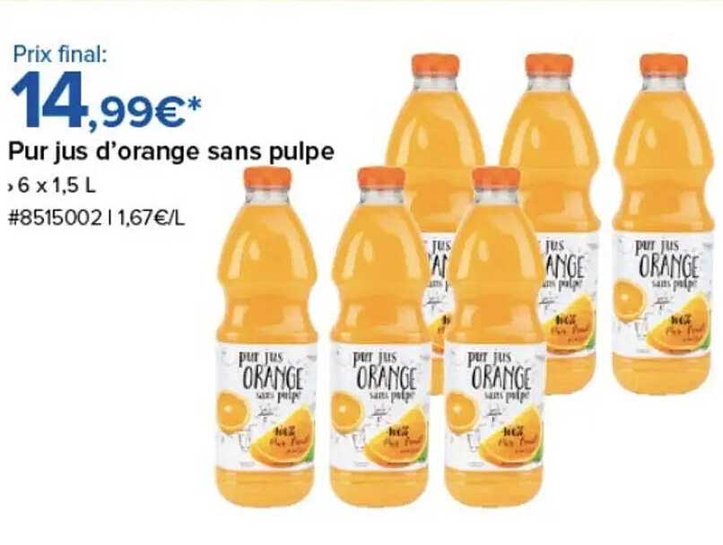 Pur jus d’orange sans pulpe