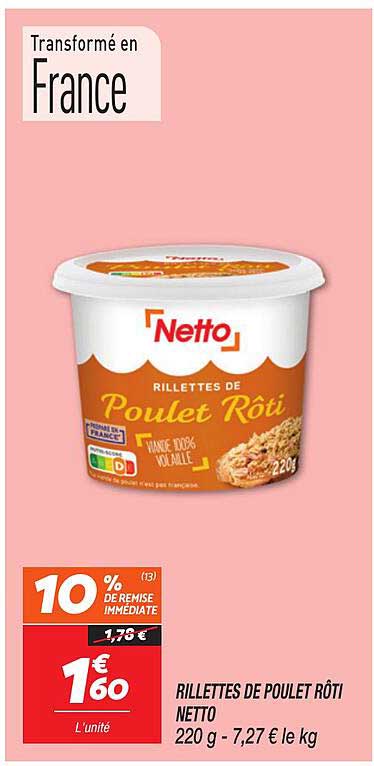 RILLETTES DE POULET RÔTI NETTO