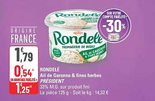 Rondelé Ail de Garonne & fines herbes PRESIDENT