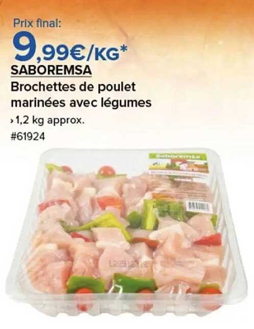 SABOREMSA Brochettes de poulet marinées avec légumes