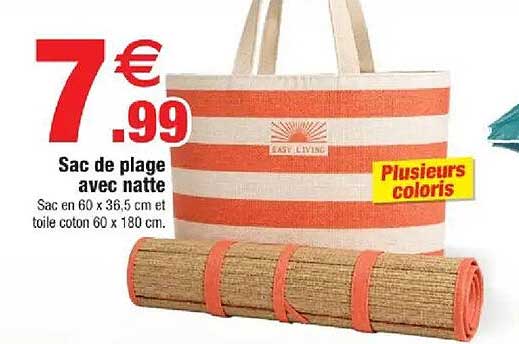 Sac de plage avec natte