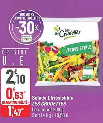 Salade L'irrésistible LES CRUDETTES