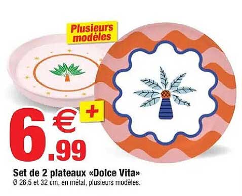 Set de 2 plateaux «Dolce Vita»