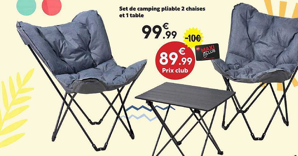 Set de camping pliable 2 chaises et 1 table