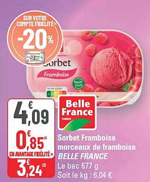 Sorbnet Framboise morceaux de framboise BELLE FRANCE