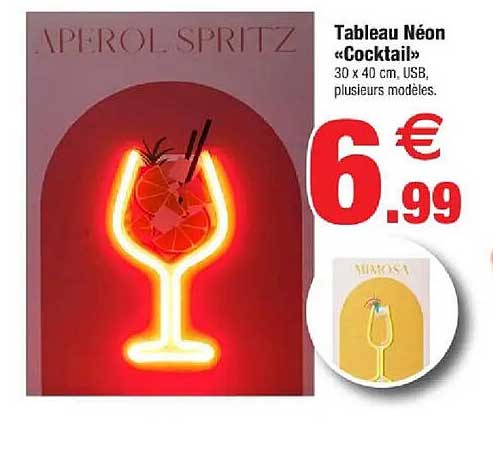 Tableau Néon «Cocktail»