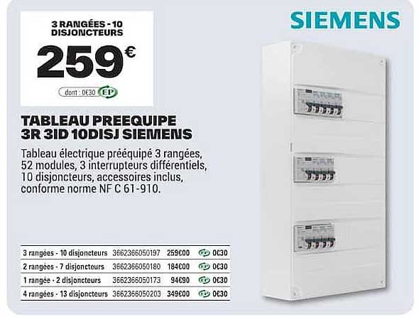 TABLEAU PREEQUIPE 3R 3ID 10DISJ SIEMENS