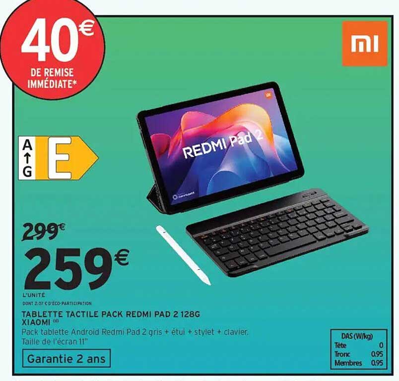 TABLETTE TACTILE PACK REDMI PAD 2 128G XIAOMI