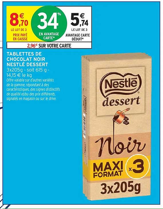 TABLETTES DE CHOCOLAT NOIR NESTLÉ DESSERT