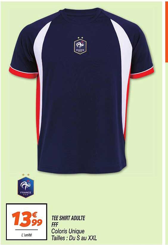 TEE SHIRT ADULTE FFF Coloris Unique Tailles : Du S au XXL