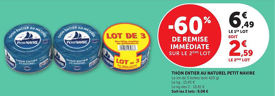 THON ENTIER AU NATUREL PETIT NAVIRE