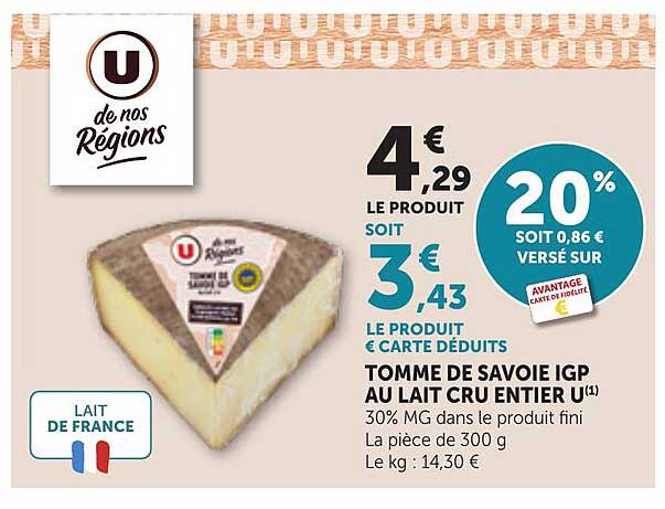 TOMME DE SAVOIE IGP AU LAIT CRU ENTIER U