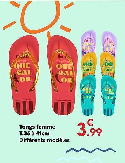 Tongs femme T.36 à 41cm Différents modèles