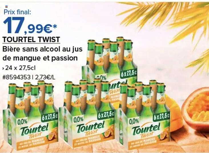TOURTEL TWIST Bière sans alcool au jus de mangue et passion