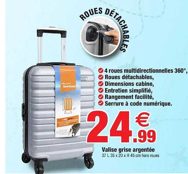 Valise grise argentée