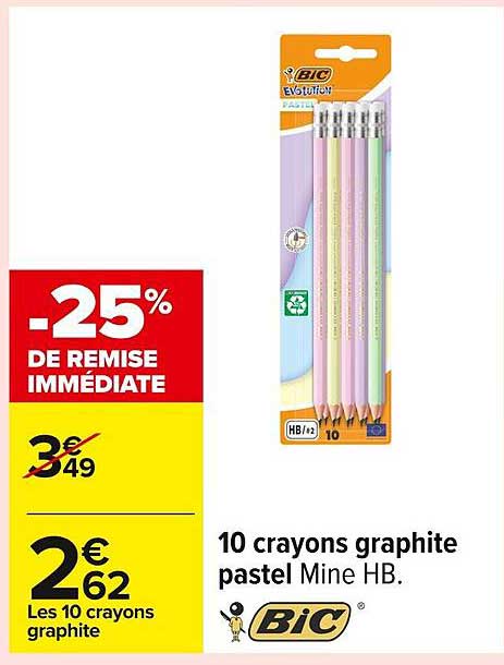 10 crayons graphite pastel Mine HB.
