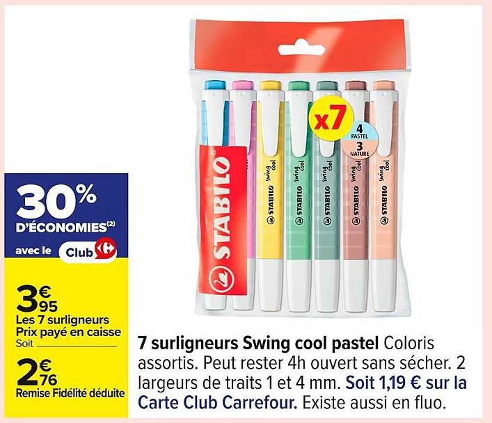 7 surligneurs Swing cool pastel Coloris assortis