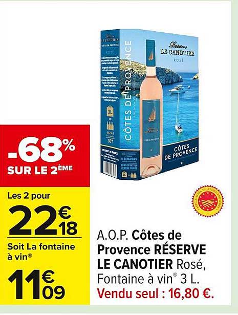 A.O.P. Côtes de Provence RÉSERVE LE CANOTIER Rosé, Fontaine à vin® 3 L