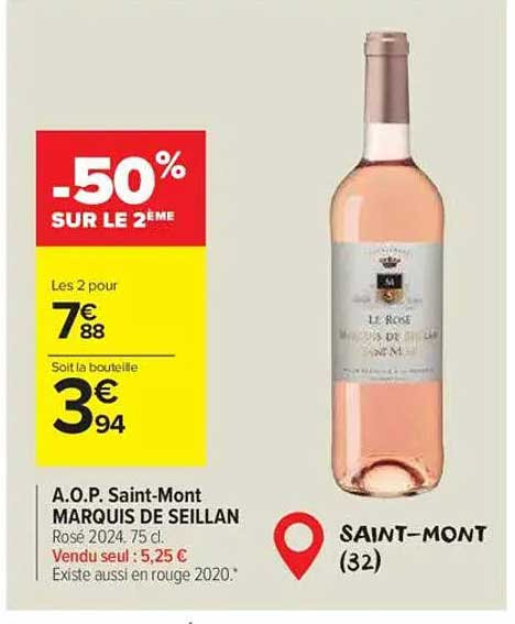 A.O.P. Saint-Mont MARQUIS DE SEILLAN Rosé 2024, 75 cl