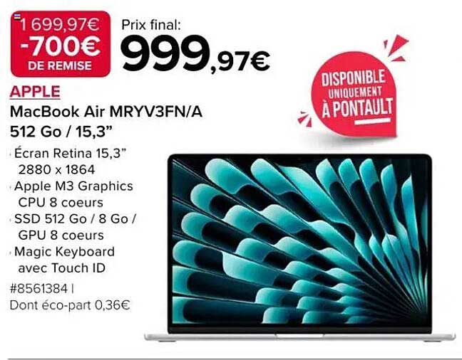 APPLE MacBook Air MRYV3FN/A 512 Go / 15,3”