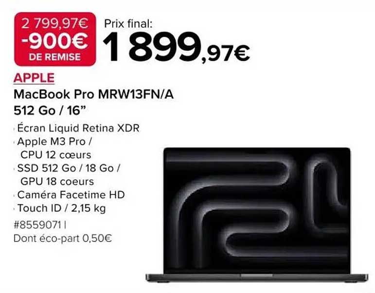 APPLE MacBook Pro MRW13FN/A 512 Go / 16”