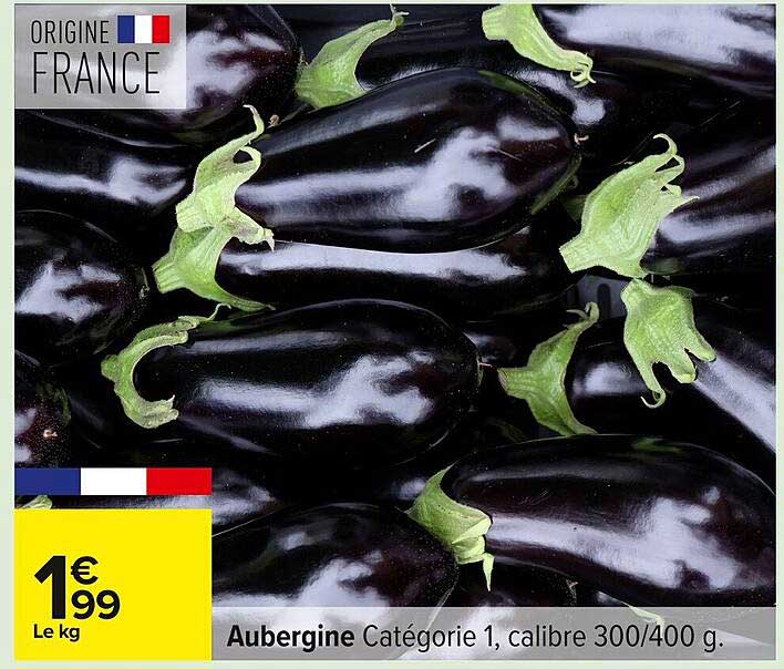 Aubergine Catégorie 1, calibre 300/400 g.