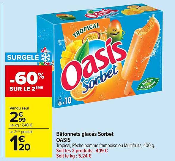 Bâtonnets glacés Sorbet OASIS