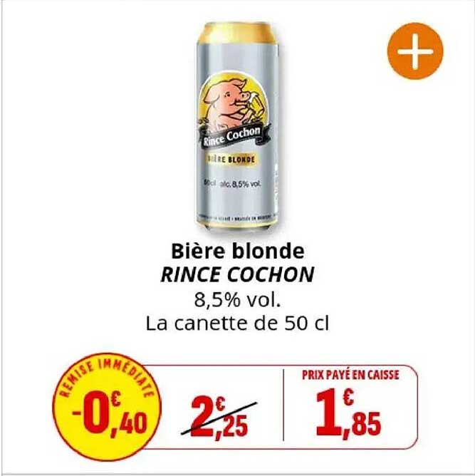 Bière blonde RINCE COCHON 8,5% vol. La canette de 50 cl