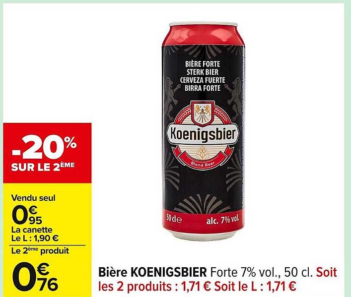 Bière KOENIGSBIER Forte 7% vol., 50 cl.