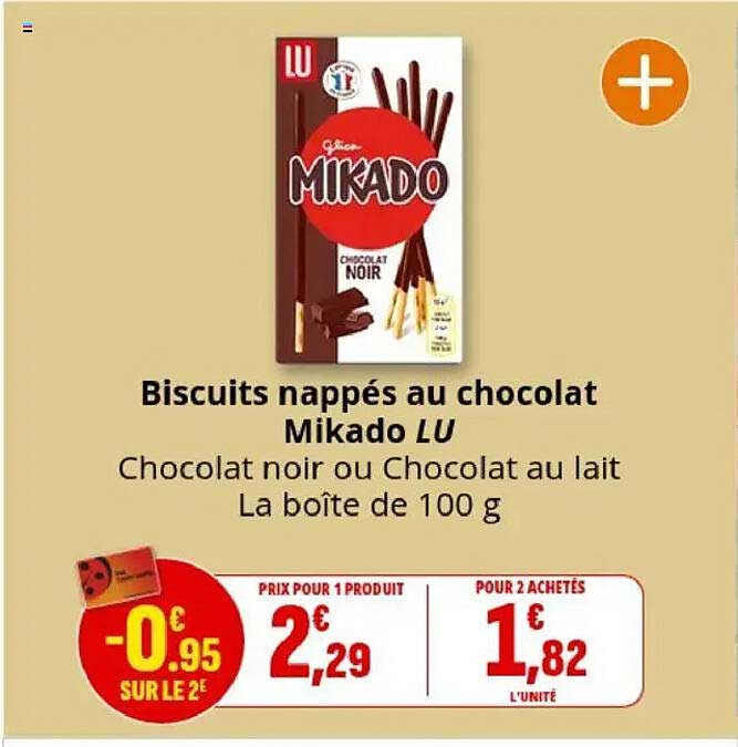 Biscuits nappés au chocolat Mikado LU