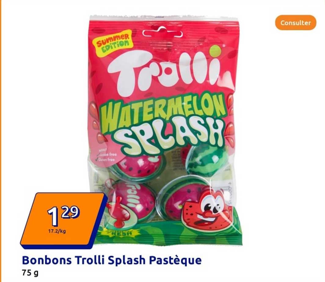 Bonbons Trolli Splash Pastèque