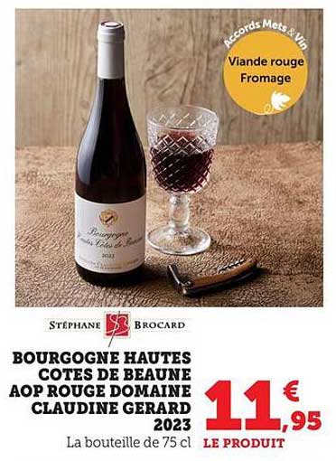 BOURGOGNE HAUTES COTES DE BEAUNE AOP ROUGE DOMAINE CLAUDINE GERARD 2023